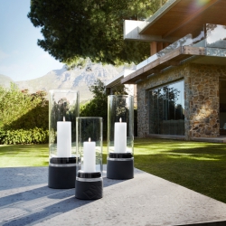 Windlicht mit Kerze Glas PIEDRA