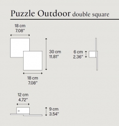 Lodes Puzzle Outdoor Double Square Wandleuchte