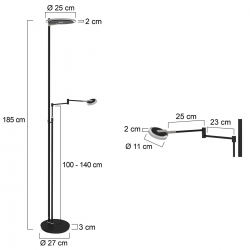 Steinhauer Stehleuchte Turound LED 2560ZW Glas klar